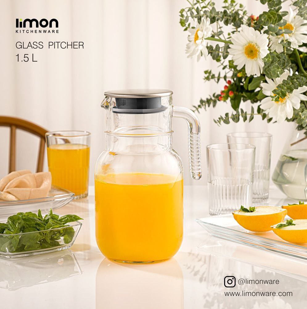 پارچ شیشه ای 1.5L درب استیل